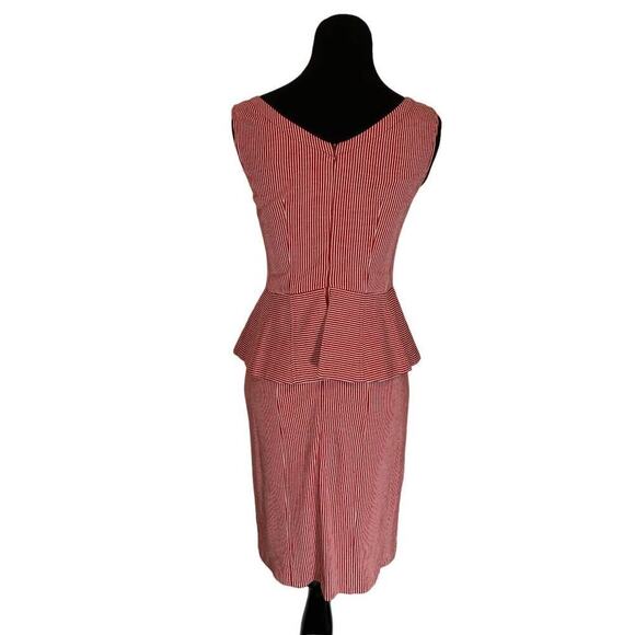Nanette Lepore Red and White Striped Sleeveless Corset Peplum Dress Size 0 - Picture 3 of 4